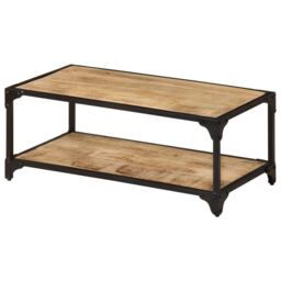 Berkfield Home Coffee Table 90x45x35 cm Solid Rough Mango Wood in Brown - Size: 90 x 45 x 35 cm - thumbnail 1