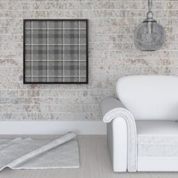 Warren Reed - Designer Monochrome Textured Checked Pattern Framed Canvas in Black - Size: w40 inch x h40 inch - thumbnail 2