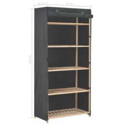 Berkfield Home Wardrobe Grey 79x40x170 cm Fabric - Size: 79 x 40 x 170 cm - thumbnail 6