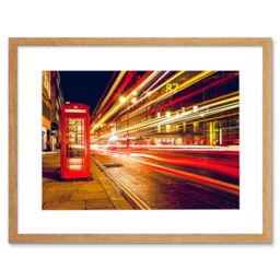 "Artery8 Wall Art Print Streets of London Phone Box Art Black Framed 9x7 inch in Beige - Size: W7"" x H9""" - thumbnail 1