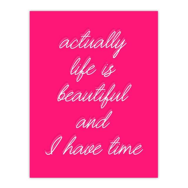 "Artery8 Life Is Beautiful Hot Pink Simple Motivational Wall Art Print - Size: W12"" x H16""" - image 1