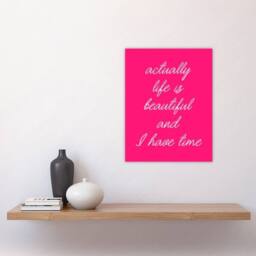 "Artery8 Life Is Beautiful Hot Pink Simple Motivational Wall Art Print - Size: W12"" x H16""" - thumbnail 4