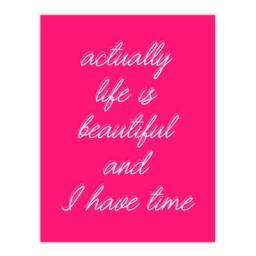 "Artery8 Life Is Beautiful Hot Pink Simple Motivational Wall Art Print - Size: W12"" x H16""" - thumbnail 1