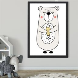 ARTZE Cute Beige Bear Scandi Animal Framed Print SIZE: A3 with Black Frame - Size: A4 - thumbnail 2