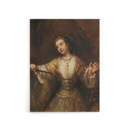 "Artery8 Rembrandt Lucretia 1664 Canvas Wall Art Print in Brown - Size: W18"" x H24""" - thumbnail 1