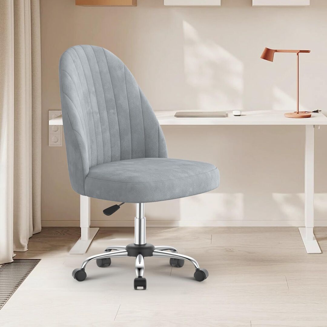 Velvet Vanity Chair Armless Dressing Table Chair with Swivel