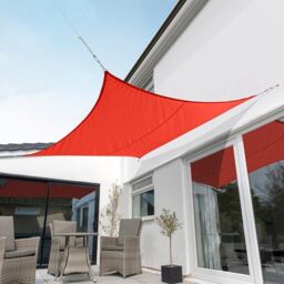 Primrose 5.4m Square Waterproof Patio Sun Shade Canopy 98% UV Block Free Rope in Red - thumbnail 2