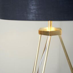 ValueLights Aero Gold Metal Tripod Floor Lamp With Large Black & Gold Shade & Warm White Bulb - thumbnail 3
