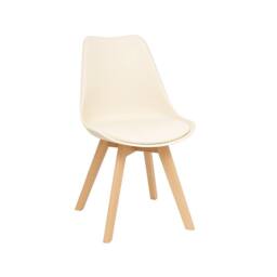 KOSY KOALA Clear Glass Dining Table Set with 4 Cream Plastic Chairs - thumbnail 2