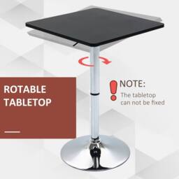 Wyld Haus Eltani Adjustable Swivel Bar Table Black MDF Top Silver Steel Base - thumbnail 7
