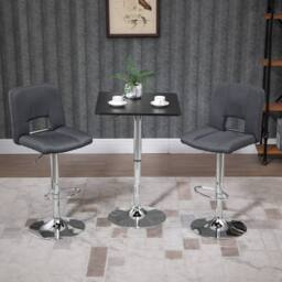 Wyld Haus Eltani Adjustable Swivel Bar Table Black MDF Top Silver Steel Base - thumbnail 3