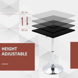 Wyld Haus Eltani Adjustable Swivel Bar Table Black MDF Top Silver Steel Base - thumbnail 5