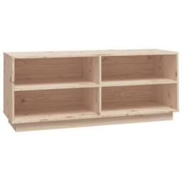 Berkfield Home Shoe Cabinet 110x34x45 cm Solid Wood Pine in Brown - Size: 110 x 34 x 45 cm - thumbnail 2