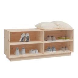 Berkfield Home Shoe Cabinet 110x34x45 cm Solid Wood Pine in Brown - Size: 110 x 34 x 45 cm - thumbnail 4