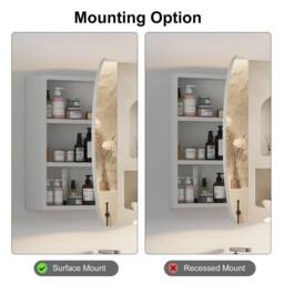KEEPREAPER Oval Bathroom Mirror Cabinet 2 Butterfly Doors Wall Mounted 5 Storage in White - thumbnail 3