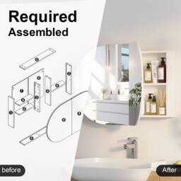 KEEPREAPER Oval Bathroom Mirror Cabinet 2 Butterfly Doors Wall Mounted 5 Storage in White - thumbnail 5
