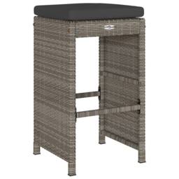 Berkfield Home Garden Bar Stools with Cushions 6 pcs Grey Poly Rattan - thumbnail 6