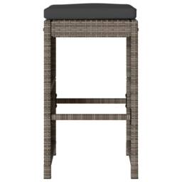 Berkfield Home Garden Bar Stools with Cushions 6 pcs Grey Poly Rattan - thumbnail 4