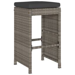 Berkfield Home Garden Bar Stools with Cushions 6 pcs Grey Poly Rattan - thumbnail 3
