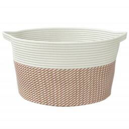 Berkfield Home Storage Basket Brown & White √ò40x25 cm Cotton - Size: 40x25 cm - thumbnail 4