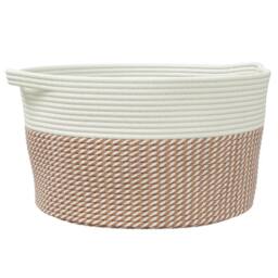 Berkfield Home Storage Basket Brown & White √ò40x25 cm Cotton - Size: 40x25 cm - thumbnail 2