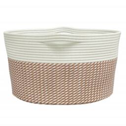 Berkfield Home Storage Basket Brown & White √ò40x25 cm Cotton - Size: 40x25 cm - thumbnail 5