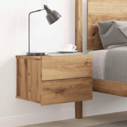 Berkfield Home Durable Wall-mounted Bedside Cabinet Artisan Oak 40x32x30 cm in Brown - Size: 40 x 32 x 30 cm - thumbnail 1