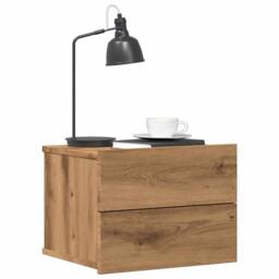 Berkfield Home Durable Wall-mounted Bedside Cabinet Artisan Oak 40x32x30 cm in Brown - Size: 40 x 32 x 30 cm - thumbnail 2