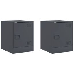 Berkfield Home Bedside Cabinets 2 pcs Anthracite 34.5x39x44 cm Steel in Black - thumbnail 2