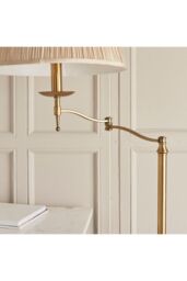 Netlighting Stanford 1 Light Swing Arm Floor Lamp Antique Brass with Beige Shade E27 in Gold - thumbnail 5