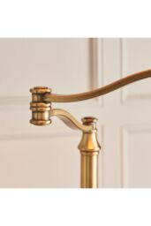 Netlighting Stanford 1 Light Swing Arm Floor Lamp Antique Brass with Beige Shade E27 in Gold - thumbnail 6