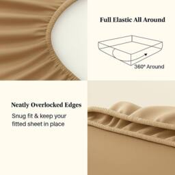 "Homes-Linen Extra Deep 16""/40cm Polycotton Easy Care Fitted Sheet in Beige - Size: Single" - thumbnail 2