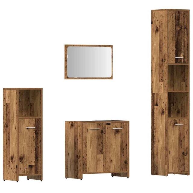 Berkfield Home 4 Piece Bathroom Furniture Set Old Wood Engineered Wood in Brown - image 1