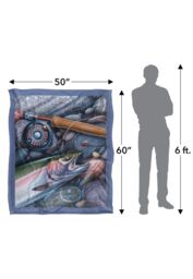 JQ Licensing Trout Fishing Reel Silky Touch Super Soft Throw Blanket 152 X 127 cm in White - thumbnail 5