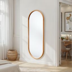 Yearn Mirrors Quebec Solid Oak Full Length Oval Mirror in Light Oak - thumbnail 3