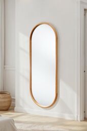 Yearn Mirrors Quebec Solid Oak Full Length Oval Mirror in Light Oak - thumbnail 1