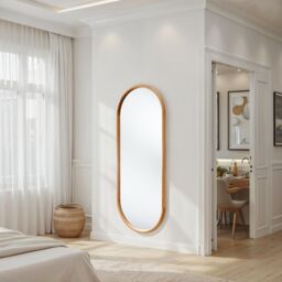Yearn Mirrors Quebec Solid Oak Full Length Oval Mirror in Light Oak - thumbnail 4