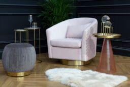 Orsina Set of 2 Nesting Side Tables, Natural Amethyst Stone Tops with Veining, Reflective Gold Frame Finish - thumbnail 4