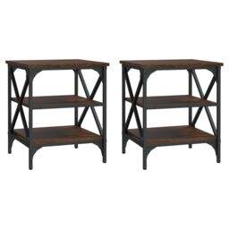 Berkfield Home Side Tables 2 pcs Brown Oak 40x42x50 cm Engineered Wood - Size: 40 x 42 x 50 cm - thumbnail 2