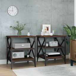 Berkfield Home Side Tables 2 pcs Brown Oak 40x42x50 cm Engineered Wood - Size: 40 x 42 x 50 cm - thumbnail 1