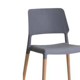 Lemon Pavilion Furniture Riva Chair (Pack of 2) - Plastic/Wood - L54 x W55 x H81 cm - Grey - Size: 1 Pack - thumbnail 2
