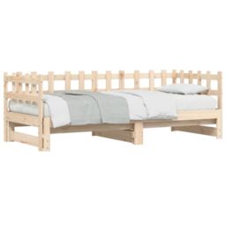 Berkfield Home Pull-out Day Bed 2x(80x200) cm Solid Wood Pine in Brown - thumbnail 4