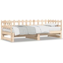 Berkfield Home Pull-out Day Bed 2x(80x200) cm Solid Wood Pine in Brown - thumbnail 3