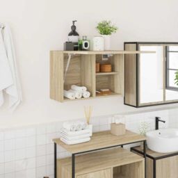 Berkfield Home Bathroom Wall Cabinet Sonoma Oak 60x25x40 cm Engineered Wood in Brown - Size: 60 x 25 x 40 cm