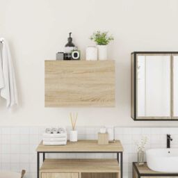 Berkfield Home Bathroom Wall Cabinet Sonoma Oak 60x25x40 cm Engineered Wood in Brown - Size: 60 x 25 x 40 cm - thumbnail 3