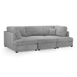 Furnishings For Less UK California Boucle Grey U shaped 6 Seater Sofa + Footstool - thumbnail 2