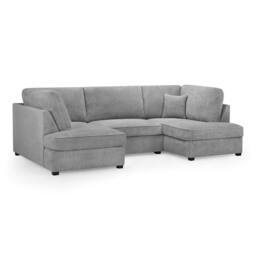 Furnishings For Less UK California Boucle Grey U shaped 6 Seater Sofa + Footstool - thumbnail 6