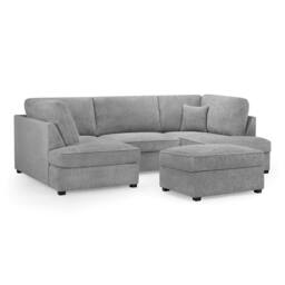 Furnishings For Less UK California Boucle Grey U shaped 6 Seater Sofa + Footstool - thumbnail 3