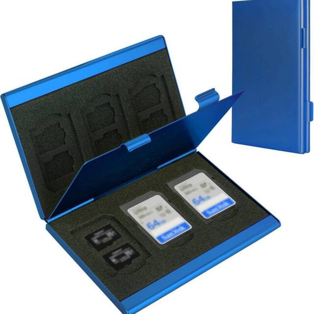 Obasyhig Aluminium Alloy SD & TF Card Cases in Blue - image 1
