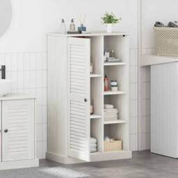 Berkfield Home Modern Bathroom Cabinet with Storage White Solid pine wood - thumbnail 4